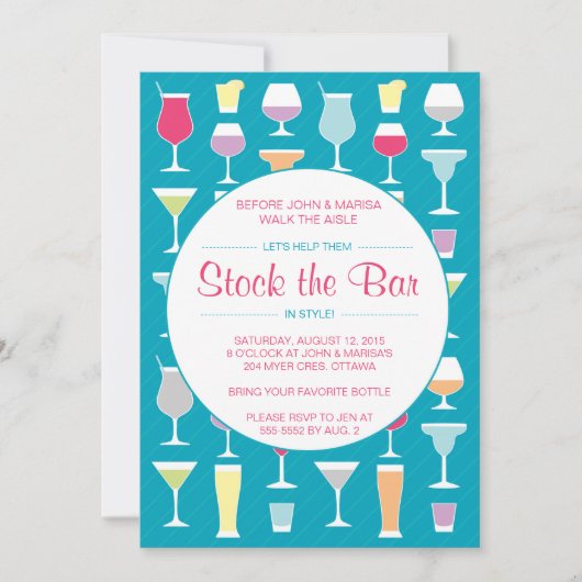 Invitation Stockez le bar dans le bleu (Devant)