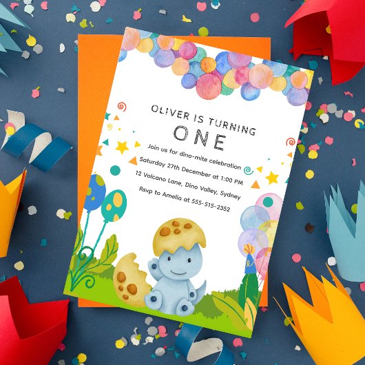 Invitation Stomp chomp Dinosaur 1er anniversaire