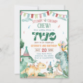 Invitation STOMP CHOMP ET CHEW Dinosaur 2e anniversaire (Devant)