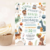 Invitation Stomp Chomp Rawr Dinosaur 1st Birthday Party Boy