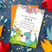 Invitation Stomp chomp Roar Dinosaur 1er anniversaire