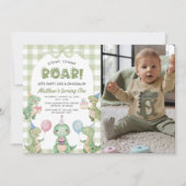 Invitation Stomp Chomp Roar Dinosaur 1er anniversaire Photo (Devant)