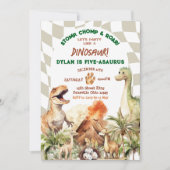 Invitation Stomp Chomp Roar Dinosaur fête d'anniversaire de l (Devant)