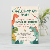 Invitation Stomp Chomp Roar Dinosaur fête d'anniversaire du g (Debout devant)