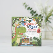 Invitation Stomp Chomp Roar dinosaure un par saurus anniversa (Debout devant)