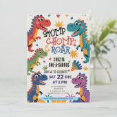 Invitation Stomp Chomp Roar dinosaure un par saurus anniversa (Debout devant)