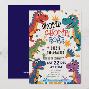 Invitation Stomp Chomp Roar dinosaure un par saurus anniversa