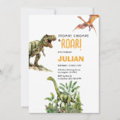 Invitation Stomp Chomp Roar Tirex Dinosaur Bithday (Devant)