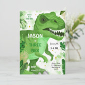 Invitation STOMP CHOMP Son Dinosaure Anniversaire (Debout devant)