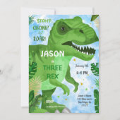 Invitation STOMP CHOMP Son Dinosaure Anniversaire (Devant)