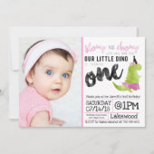 Invitation Stomp et Chomp Petite fille Dino Anniversaire Dino (Devant)
