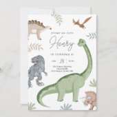 Invitation Stompe, Chompe et Rouler ! Anniversaire des dinosa (Devant)