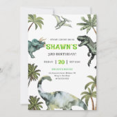 Invitation Stompe, Chompe, Rar ! Dinosaur 3e fête d'anniversa (Devant)