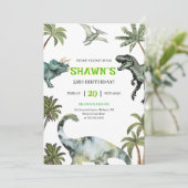 Invitation Stompe, Chompe, Rar ! Dinosaur 3e fête d'anniversa (Debout devant)