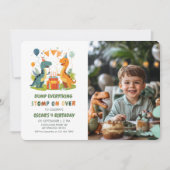 Invitation "Stompe sur Dinosaur photo d'anniversaire (Devant)
