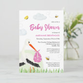 Invitation Stores rustique avec Baby shower de fille d'abeill (Debout devant)