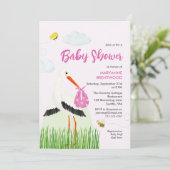 Invitation Stores rustique avec Baby shower de fille d'abeill (Debout devant)