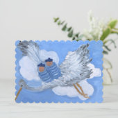 Invitation Stork and Flying Twin Boys (Debout devant)