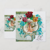 Invitation STORK BABY SHOWER 2 blanche glace métallique (Devant / Derrière)