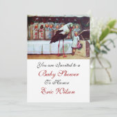 Invitation STORK BABY SHOWER 3, blanc (Debout devant)