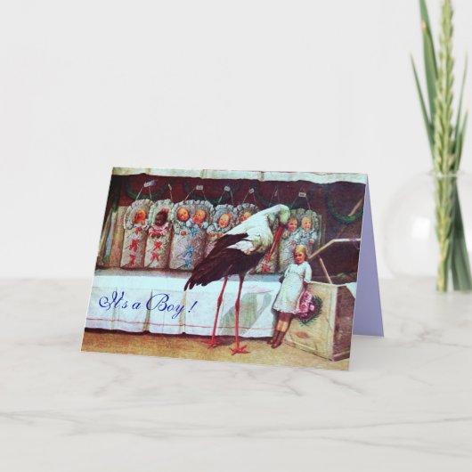 Invitation STORK BABY SHOWER Nouveau Baies Bleu (Devant)