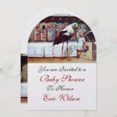 Invitation STORK BABY SHOWER Nouveau bébé blanc Pearl Neutral (Devant / Derrière)