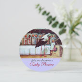 Invitation STORK BABY SHOWER Nouveau bébé bleu (Debout devant)