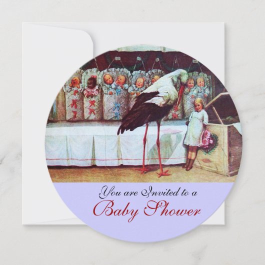 Invitation STORK BABY SHOWER Nouveau bébé bleu (Devant)