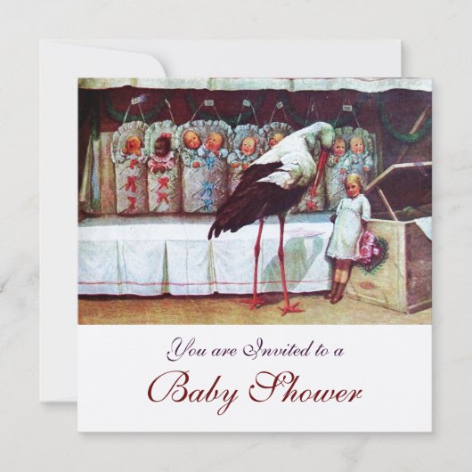 Invitation STORK BABY SHOWER Nouveau Champagne d'arrivée pour (Devant)