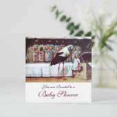 Invitation STORK BABY SHOWER Nouveau Champagne d'arrivée pour (Debout devant)