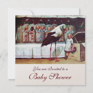 Invitation STORK BABY SHOWER Nouveau Champagne d'arrivée pour