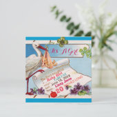 Invitation STORK, BABY SHOWER SHAMROCK GiRL STATS DE NAISSANC (Debout devant)