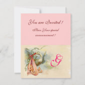 Invitation STORK BÉBÉ FILLE DOUCHE MONOGRAM rose (Dos)