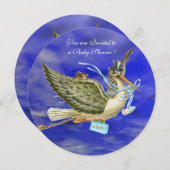 Invitation STORK BÉBÉ GARÇON DOUCHE Champagne Metallic (Devant / Derrière)