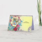 INVITATION STORK BÉBÉ GARÇON DOUCHE JAUNE FLEURS BLEU MONOGRA (Dos)
