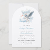 Invitation Stork Blue Baby Boy Aquarelle Baby shower Arc (Devant)