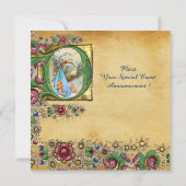 INVITATION STORK GARÇON BABY SHOWER PARCHEMENT FLORAL MONOGRA (Dos)