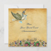 INVITATION STORK GARÇON BABY SHOWER PARCHEMENT FLORAL MONOGRA (Dos)