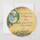 INVITATION STORK GARÇON BABY SHOWER PARCHEMENT FLORAL MONOGRA (Dos)