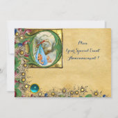 INVITATION STORK GARÇON BABY SHOWER PARCHEMENT FLORAL MONOGRA (Dos)