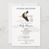 Invitation Stork Nouveau-né bébé garçon fille Baby shower (Devant)
