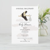 Invitation Stork Nouveau-né bébé garçon fille Baby shower (Debout devant)