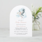 Invitation Stork rose bébé fille Baby shower d'aquarelle Arch (Debout devant)