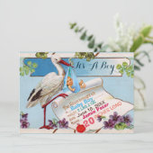 INVITATION STORK, SHAMROCK GARÇON BABY SHOWER DE NAISSANCE ST (Debout devant)