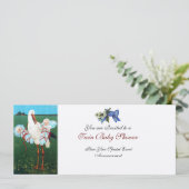 Invitation STORK TWIN BÉBÉ GARÇON DOUCHE Champagne Metallic (Debout devant)