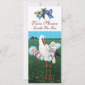 Invitation STORK TWIN BÉBÉ GARÇON DOUCHE Champagne Metallic (Dos)
