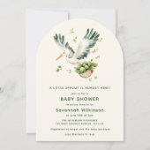Invitation Stork with Brussel Sprouts Basket Arch Baby Shower (Devant)