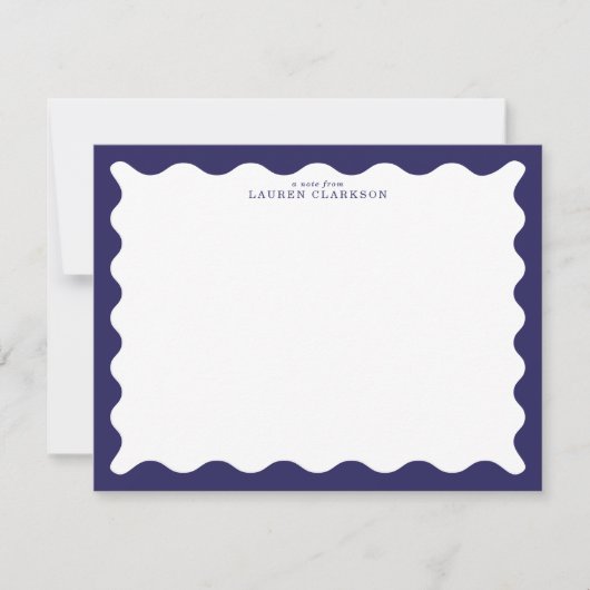 Invitation Stormy Blue Wavy Frame Note Card (Devant)