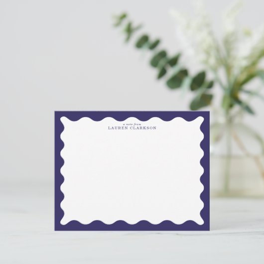Invitation Stormy Blue Wavy Frame Note Card (Debout devant)