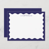 Invitation Stormy Blue Wavy Frame Note Card (Devant / Derrière)